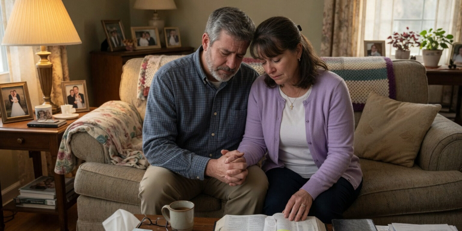 Christ centered marriage coaching couple praying together