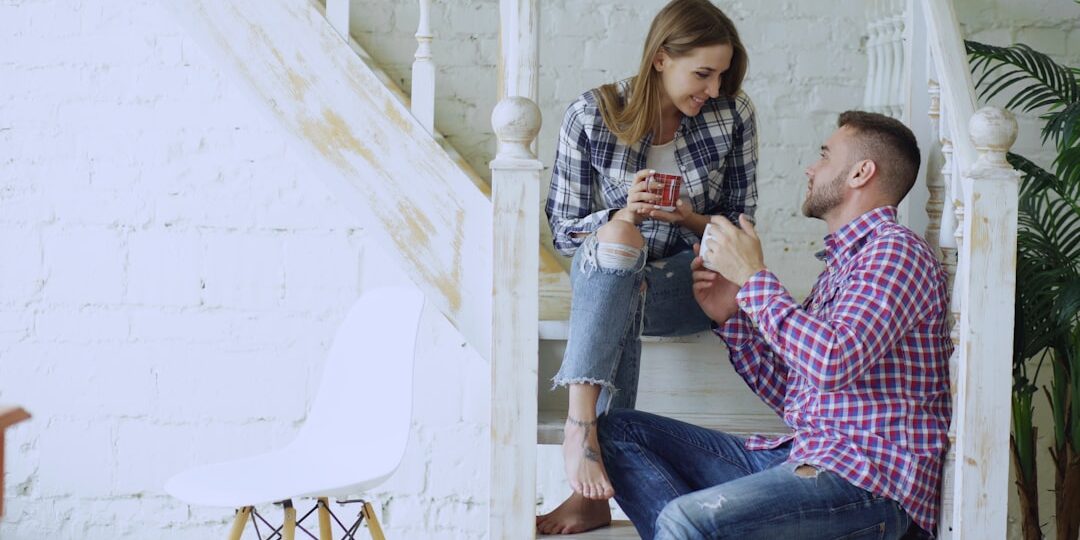 Couple having an intentional conversation over coffee without phones