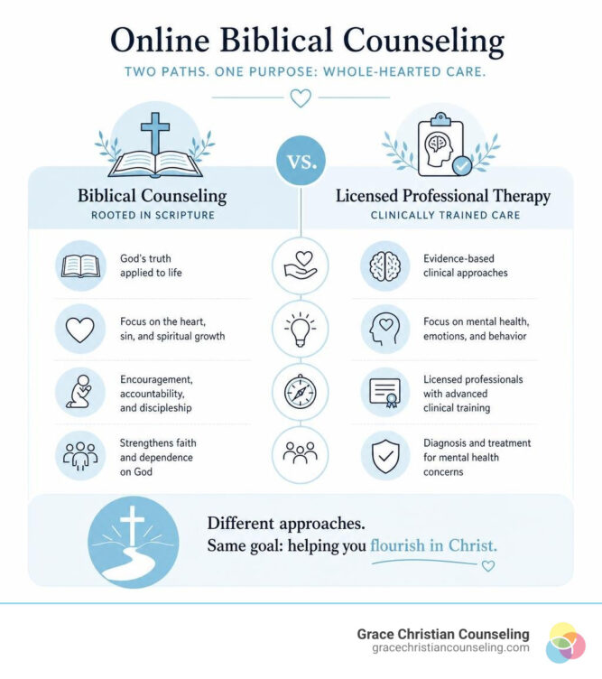 Comparison framework of licensed Christian therapy versus non-licensed biblical soul care